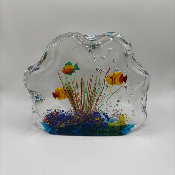 Murano Glass Multi Color Paperweight Fish Aquarium - Picture 6 of 12